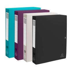Boite de classement à pression dos 40mm PP recyclé Titane - Couleurs assorties