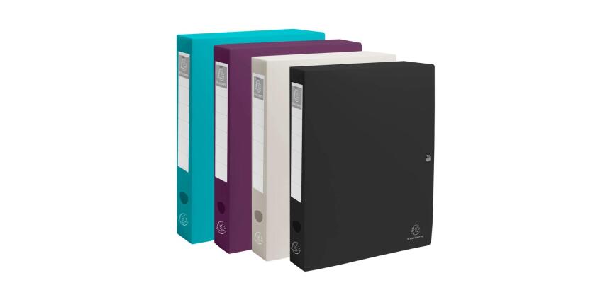 Boite de classement à pression dos 40mm PP recyclé Titane - Couleurs assorties