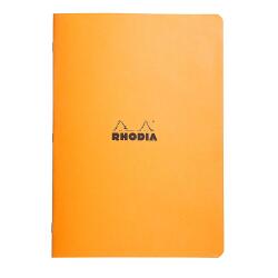 Cahier piqué Rhodia Classic 21x29,7 cm 96 pages petits carreaux 5x5 non détachables 80g - Orange