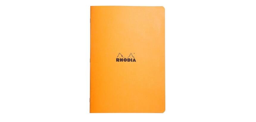 Cahier piqué Rhodia Classic 21x29,7 cm 96 pages petits carreaux 5x5 non détachables 80g - Orange