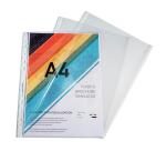 Etui carton de 100 pochettes perforées ouverture haut et côté - polypropylène lisse 6/100e - A4 - Cristal