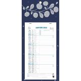 Calendrier mensuel avec feuillets détachables 13 x 23 cm sur carte illustrée Végétal 16 x 33 cm 2026 - Bleu