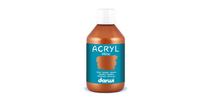 Darwi Flacon de 250 ml de Peinture Acrylique Universelle Métallique - Bronze
