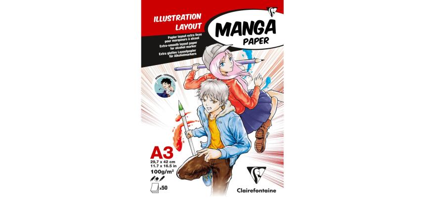 Manga Illustrations bloc collé 50F A3 100g