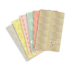 Carnet piqûre textile Neo Deco Collection Printemps-Été 7,5x12cm 48 pages ligné motifs assortis papier ivoire 90g - Assortis