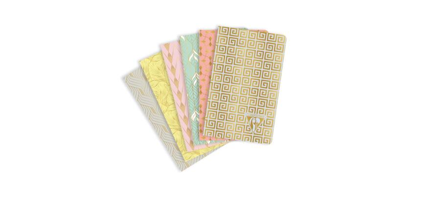 Carnet piqûre textile Neo Deco Collection Printemps-Été 7,5x12cm 48 pages ligné motifs assortis papier ivoire 90g - Assortis