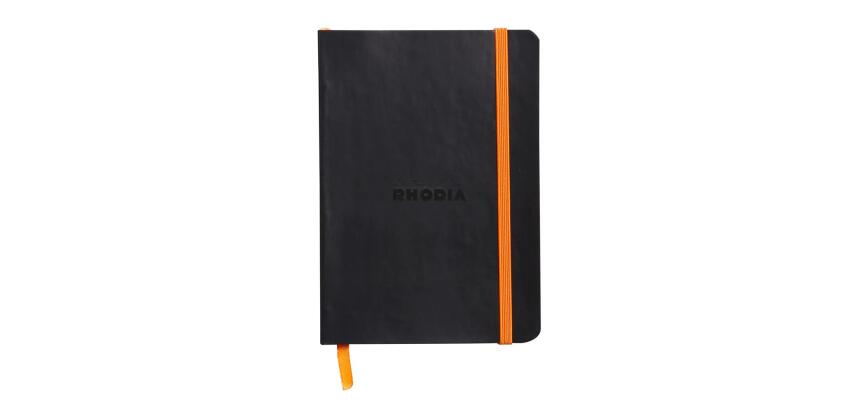 Rhodiarama carnet souple A6 144 pages dot papier ivoire 90g fermeture élastique - Noir