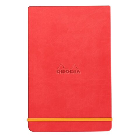 Rhodiarama Webnotepad rembordé rigide 9x14 cm 192 pages ligné microperforé papier ivoire 90g fermeture élastique - Corail