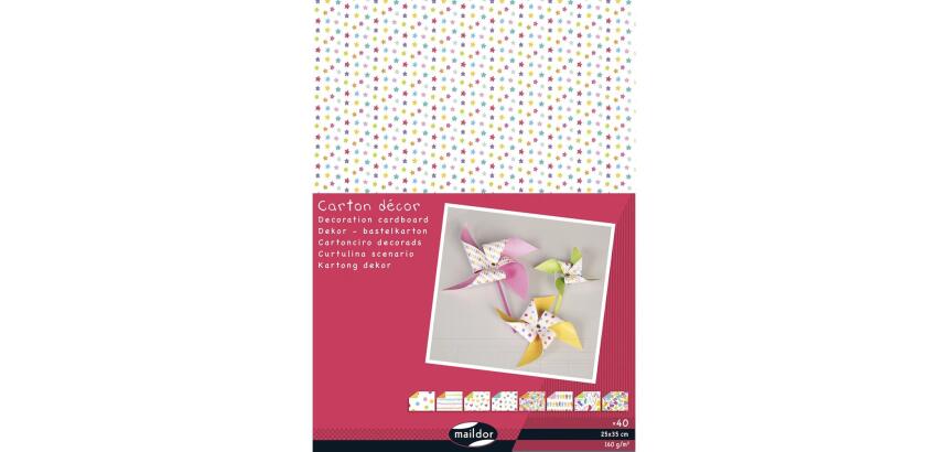 CARTON DÉCOR, Paquet de 40 feuilles 160g/m2 au format 25x35cm - Gribouillage - Multicolore