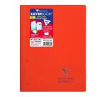 Bloc de cours agrafé grand côté Koverbook A4+ 160 pages détachables perforé 4 trous ligné + marge couverture polypropylène transparent - Assortis
