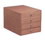 Rhodiarama trieur 4 tiroirs simili cuir italien 24,8x32,7x22,8 cm - Bois de rose