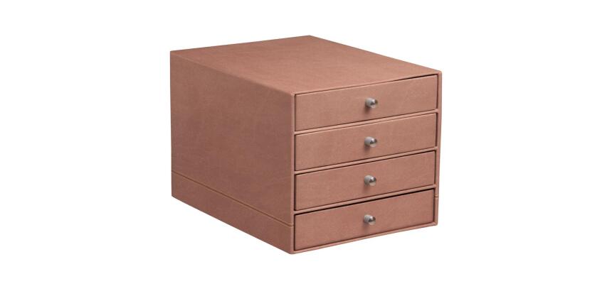 Rhodiarama trieur 4 tiroirs simili cuir italien 24,8x32,7x22,8 cm - Bois de rose