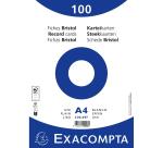 Paquete 100 fichas Exacompta cartulina Bristol retractil - liso sin taladro A4 - Blanco