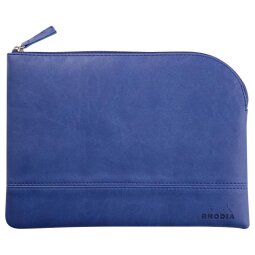 Rhodiarama pochette zippée en simili cuir - taille M (16x22 cm) - Saphir