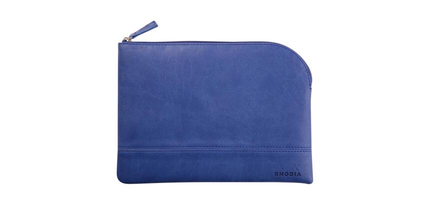Rhodiarama pochette zippée en simili cuir - taille M (16x22 cm) - Saphir