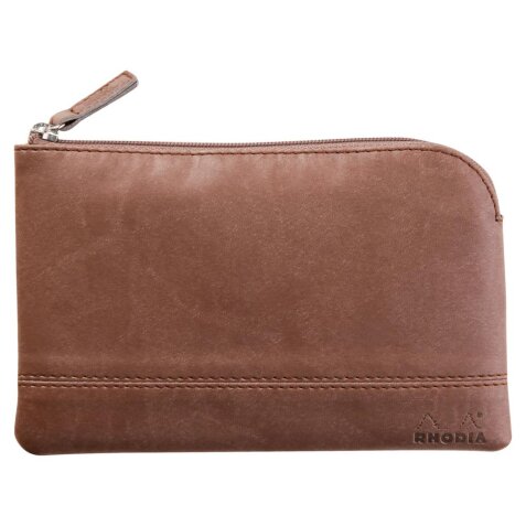 Rhodiarama pochette zippée en simili cuir - taille S (11x17 cm) - Chocolat