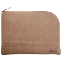 Rhodiarama pochette zippée en simili cuir - taille L (21x28 cm) - Taupe