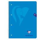 Cahier à spirale Mimesys A4+ 160 pages détachables perforées 4 trous petits carreaux et cadre en-tête couverture carte souple - Assortis