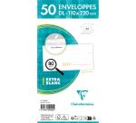 Paquet de 50 Enveloppes Blanches DL-110x220 mm - Précasées - Auto-Adhésives - 80g/m2 - Blanc
