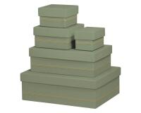 Rhodiarama set 5 boîtes gigognes simili cuir italien 44x34x16 cm - Céladon