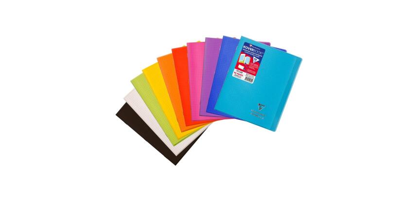 Cahier piqué Koverbook 17x22 cm 96 pages petits carreaux couverture polypropylène 100% recyclé