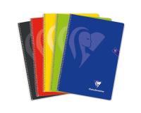 Cahier à spirale Mimesys Folio 21,5x31cm 160 pages quadrillé 4x4 + marge couverture carte souple couleurs vives - Assortis