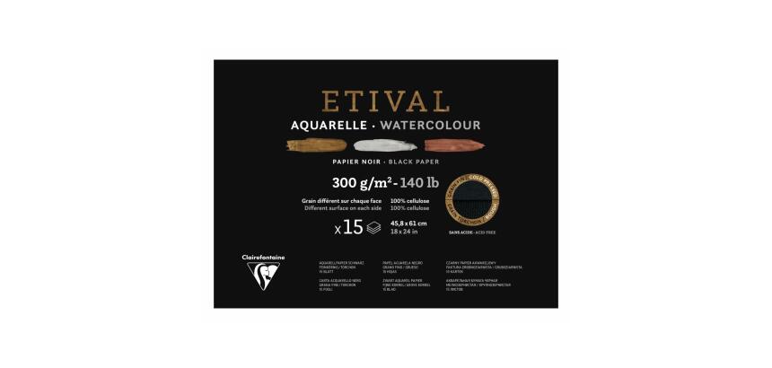 Etival Noir bloc collé 1 côté 15F 45,8x61cm 300g double grain