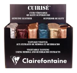 CUIRISÉ - Présentoir 24 trousses rondes en 5 couleurs assorties. - Assortis