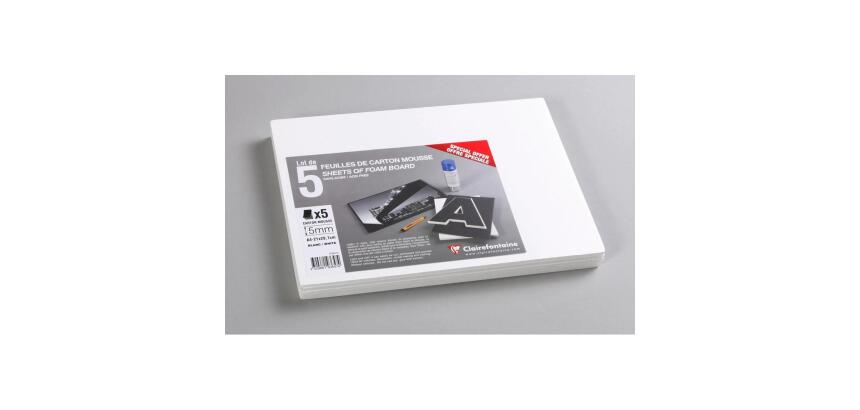 Carton Mousse lot 5 feuilles A4 5mm - Blanc
