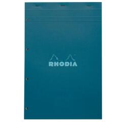Rhodia Couleur Pad - No.20 - 21 x 21.8 cm - 5 x 5 Ruling - 80 Sheets - Top Stapled - Peacock