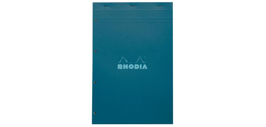 Rhodia gehefteter Block, COULEURS N°20 A4+/21x31,8 cm, 4-fach gelocht, 80 Blatt kariert 80g, mikroperforiert - Pfaugrün