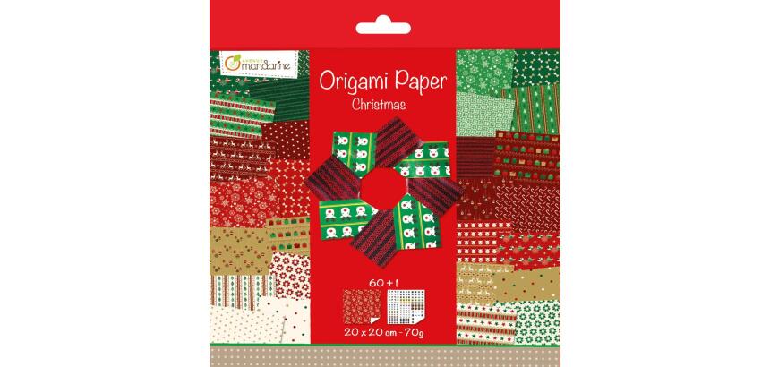 Origami Paper Christmas, 20 x 20 cm, 60F, 70g - Multicolore