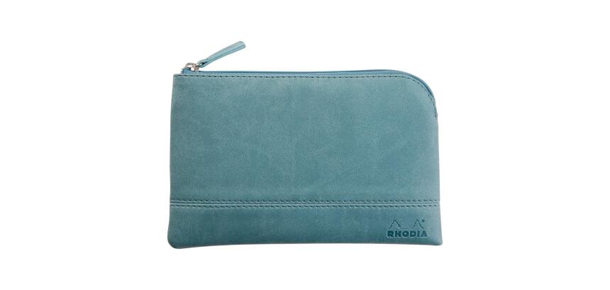 Rhodiarama pochette zippée en simili cuir - taille S (11x17 cm) - Eau