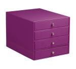 Rhodiarama trieur 4 tiroirs simili cuir italien 24,8x32,7x22,8 cm - Violet