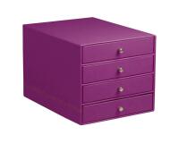 Rhodiarama trieur 4 tiroirs simili cuir italien 24,8x32,7x22,8 cm - Violet