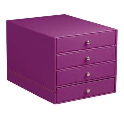 Rhodiarama trieur 4 tiroirs simili cuir italien 24,8x32,7x22,8 cm - Violet