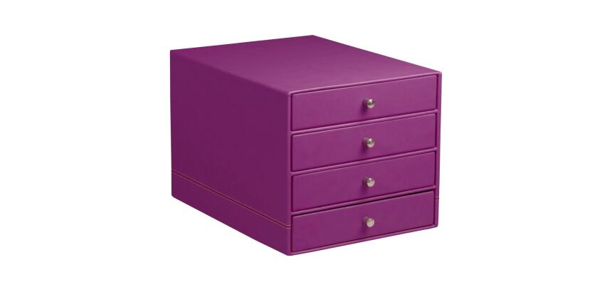 Rhodiarama trieur 4 tiroirs simili cuir italien 24,8x32,7x22,8 cm - Violet