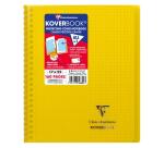 Cahier reliure intégrale enveloppante Koverbook 17x22cm 160 pages petits carreaux couverture polypropylène transparent - Assortis