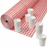 Nappe en rouleau papier damassé - 50x1,18m - Vichy rouge