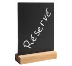 Slate menu holder on wooden base A5 - Black