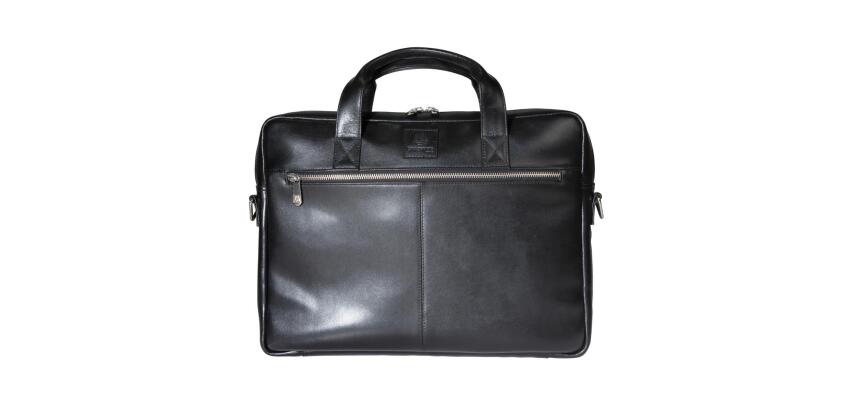 Exacompta Black Leather Exactive Laptop Bag 15.6''
