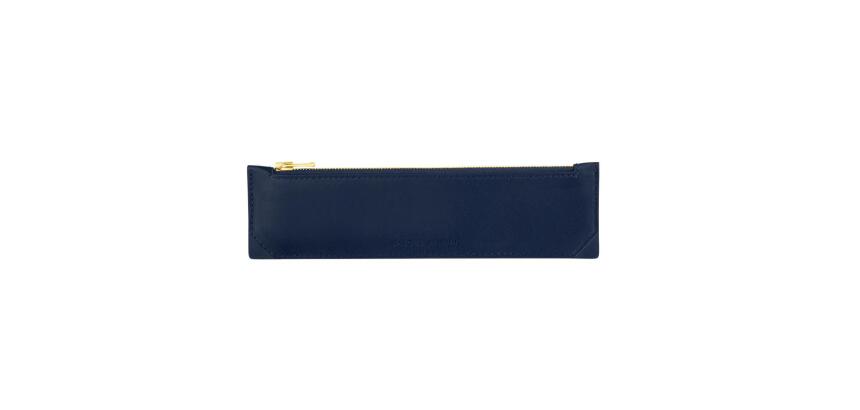 Trousse stylo en cuir, petit modèle - Bleu marine