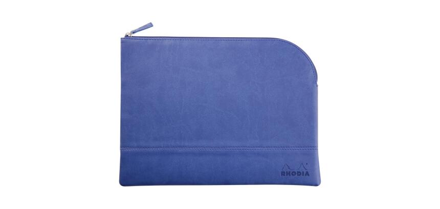 Rhodiarama pochette zippée en simili cuir - taille L (21x28 cm) - Saphir