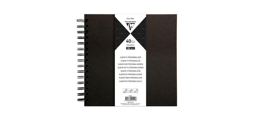 Album à personnaliser de 40 feuilles 185g/m2 au format 20x20cm - Noir