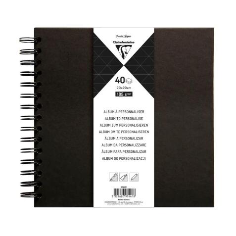 Album à personnaliser de 40 feuilles 185g/m2 au format 20x20cm - Noir