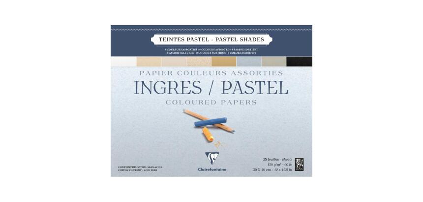 Ingres Pastel bloc collé 25F 30x40cm 130g - Assortiment pastel