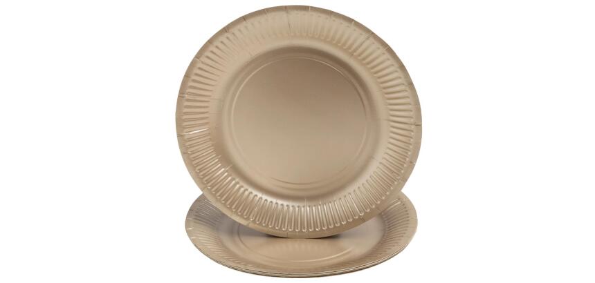 10 Assiettes en carton rondes, 23 cm - Or