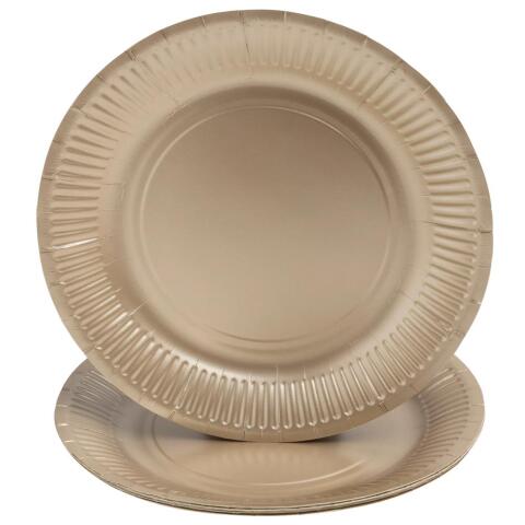 Platos de cartón sin plástico - Ø 23 cm - Festivo - Oro