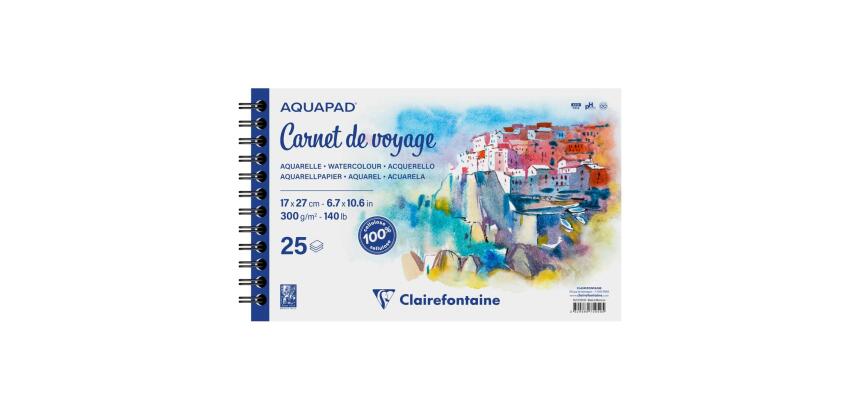 Aquapad Carnet de Voyage album spiralé 25F 17x27cm 300g