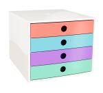 FILIBOX, Schubladenbox mit 4 Schubladen, DIN A4+, Candy Tidy - Farben sortiert